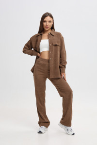 Костюм двойка женский №20686 вельвет (последний размер) коричневый 54