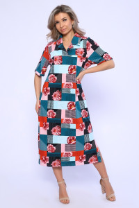 Платье женское №13156 кулирка (последний размер) зеленый 56