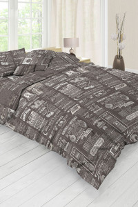 Постельное белье "Эко" бязь "Газета" шоколад