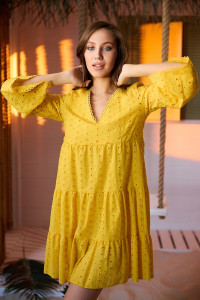 Платье женское №67035 шитье (последний размер) желтый 48