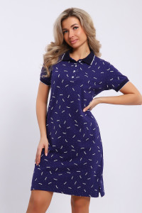 Платье женское №050 пике (последний размер) темно-синий 48