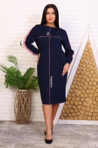 Платье женское №38520 футер с лайкрой 2-х нитка (последний размер) индиго 46
