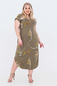 Платье женское №46507 кулирка (последний размер) хаки 68