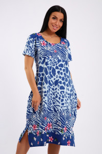 Платье женское ЕПЛ-1049 кулирка (последний размер) синий 58