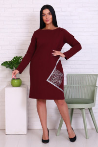 Платье женское №4486 футер с лайкрой 2-х нитка (последний размер) бордовый 48