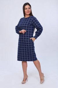 Платье женское №4499 футер 2-х нитка (последний размер) синий 52