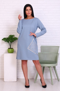 Платье женское №4486 футер с лайкрой 2-х нитка (последний размер) серо-голубой 48,50,56,58