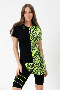 Костюм двойка женский №67078 вискоза пенье+кулирка с лайкрой (последний размер) зеленые водоросли 48