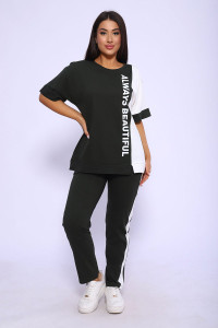 Костюм двойка женский №65057 кулирка (последний размер) хаки 58