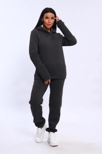 Костюм двойка женский №19130 футер 3-х нитка с начесом (последний размер) антрацит меланж 50