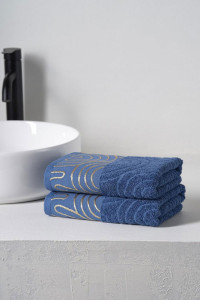 Набор махровых полотенец "Golden Lines" синий 2 шт.