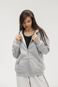 Худи женское №057559 футер на флисе (р-ры: 42-56) серый