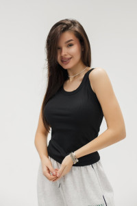 Майка женская №057558 лапша (р-ры: 38-48) черный