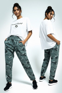 Костюм двойка женский №395 кулирка с лайкрой (р-ры: 46-56) хаки-белый