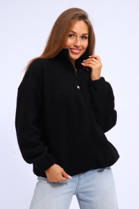 Толстовка женская №001 флис-футер (р-ры: 44-52) черный