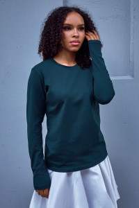 Лонгслив женский №057523 "База" кулирка пенье компакт (р-ры: 46-64) зеленый