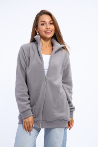 Толстовка женская №002 флис (р-ры: 48-66) серый