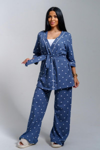 Пижама тройка женская "Асти" кулирка (р-ры: 48-58) джинс