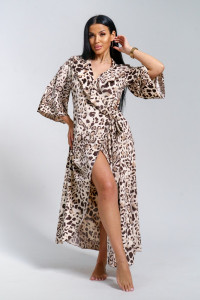 Халат-пеньюар женский "Эсмеральда" велюр (р-ры: 50-60) леопард