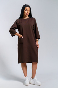 Платье женское "Нелли" футер (р-ры: 52-60) шоколад