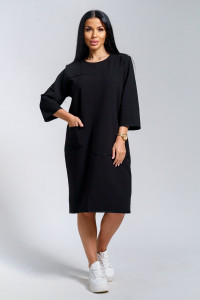 Платье женское "Нелли" футер (р-ры: 52-60) черный