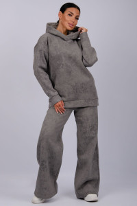 Костюм двойка женский "Винтаж" футер 3-х нитка с начесом (р-ры: 42-52) темно-серый