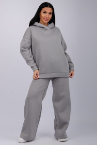 Костюм двойка женский "Дания" футер 3-х нитка с начесом (р-ры: 42-52) серый