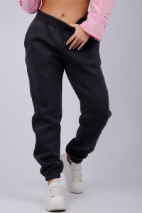 Джоггеры женские "Мистерия 10" футер 3-х нитка с начесом (р-ры: 44-54) графит