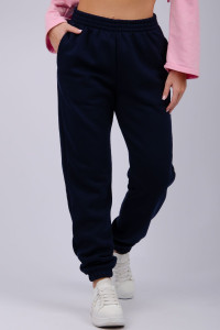 Джоггеры женские "Мистерия 15" футер 3-х нитка с начесом (р-ры: 44-54) темно-синий