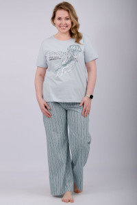 Пижама женская "Джелли 2" (брюки) кулирка (р-ры: 50-60)