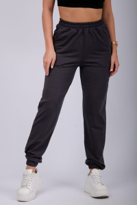 Джоггеры женские "Селена" футер 2-х нитка с начесом (р-ры: 44-56) серый