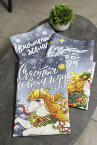 Набор кухонный из 3-х полотенец рогожка "Исполнение желаний" серый