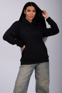 Худи женское "Ханна" футер 2-х нитка с начесом (р-ры: 44-56) черный