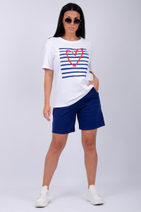 Костюм двойка женский "Море 2" кулирка-футер (р-ры: 42-60) синий