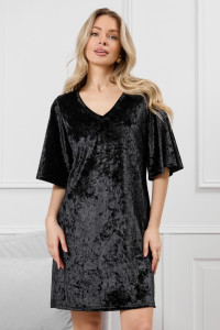 Туника женская "Мерцание-1" велюр стрейч (р-ры: 44-54) черный