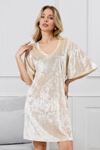 Туника женская "Мерцание-1" велюр стрейч (р-ры: 44-54) молочный