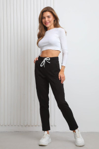 Брюки женские №22288 футер 2-х нитка (последний размер) черный 56