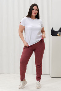 Брюки женские №7120 кулирка меланж (последний размер) бордовый 52