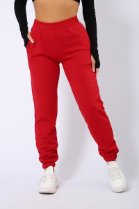 Брюки женские КБФ-1071 футер 3-х нитка (последний размер) красный 50