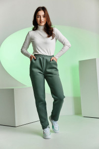 Брюки женские №67091 футер 3-х нитка с начесом (последний размер) оливковый 48,50,54,56