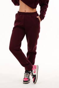 Брюки женские №88512 футер 3-х нитка с начесом (последний размер) бордовый 42-44