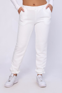 Брюки женские №80002 футер 3-х нитка (последний размер) молочно-белый 52,56