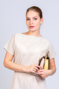 Блузка женская №22275 полиэстер (последний размер) бежевый 54