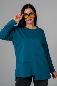 Туника женская №9160 футер с лайкрой 2-х нитка (последний размер) петроль 54