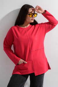 Туника женская №9160 футер с лайкрой 2-х нитка (последний размер) фуксия 52,54