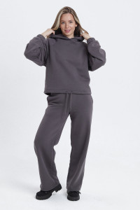 Костюм двойка женский №00019 футер 3-х нитка с начесом (последний размер) темно-серый 40,54