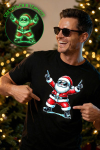 Футболка унисекс светящаяся №8581 кулирка (р-ры: 48-58) черный ДедМ крутой