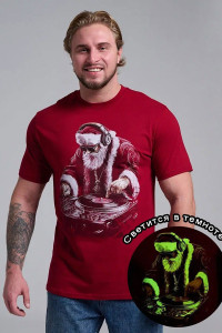 Футболка унисекс светящаяся №8581 кулирка (р-ры: 46-56) бордо диско ДедМ