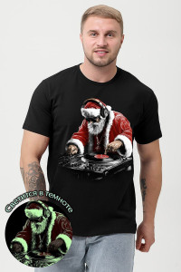 Футболка унисекс светящаяся №8586 кулирка с лайкрой (р-ры: 46-60) черный Дмороз диско