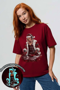 Футболка унисекс светящаяся №8585 кулирка с лайкрой (р-ры: 46-56) бордовый диско Снегурочка
